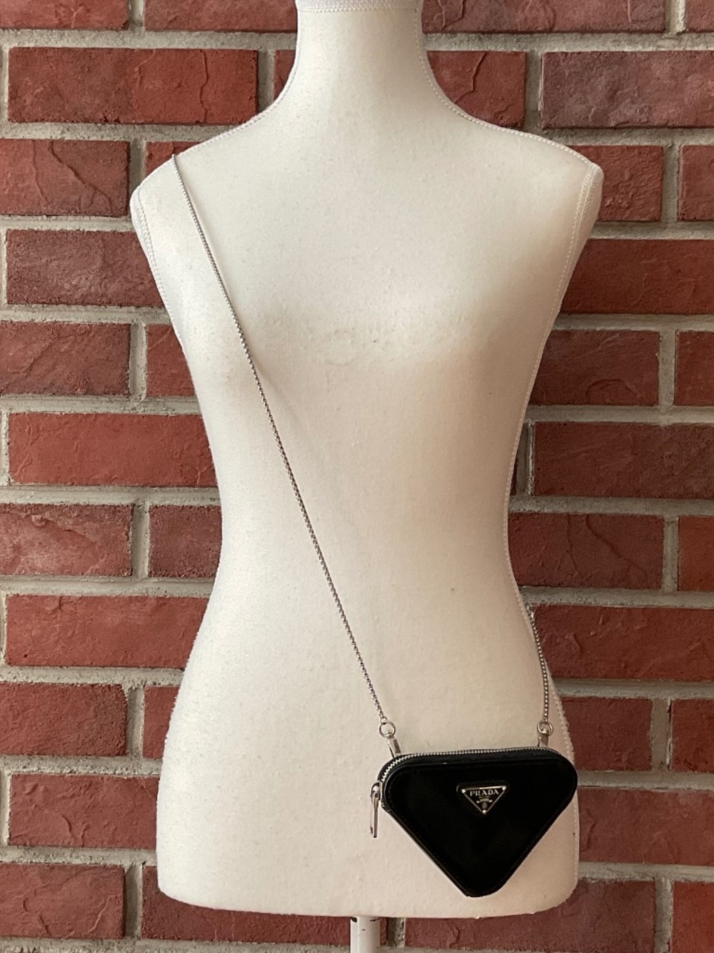 Prada Triangle Leather Mini Crossbody Clutch Bag